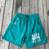 Men Humble Est. 2021 “Keep Going” Shorts Teal-White